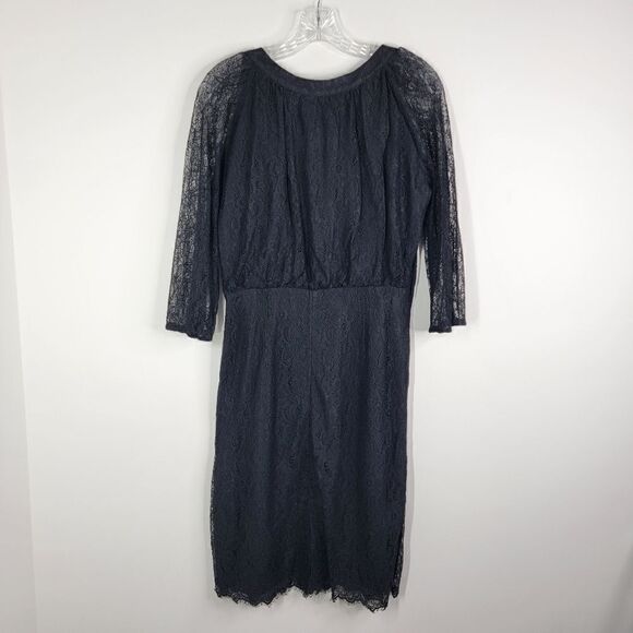 MAEVE ANTHROPOLOGIE Little Black Lace Holiday Party Shift Dress 3/4 Sleeves 6 - Picture 7 of 7